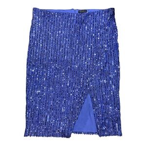 Eloquii Purple Sequin Midi Faux Wrap w Slit Skirt Sz 26